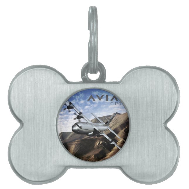 C-130 HERCULES Military Aeroplane Pet Tag (Front)