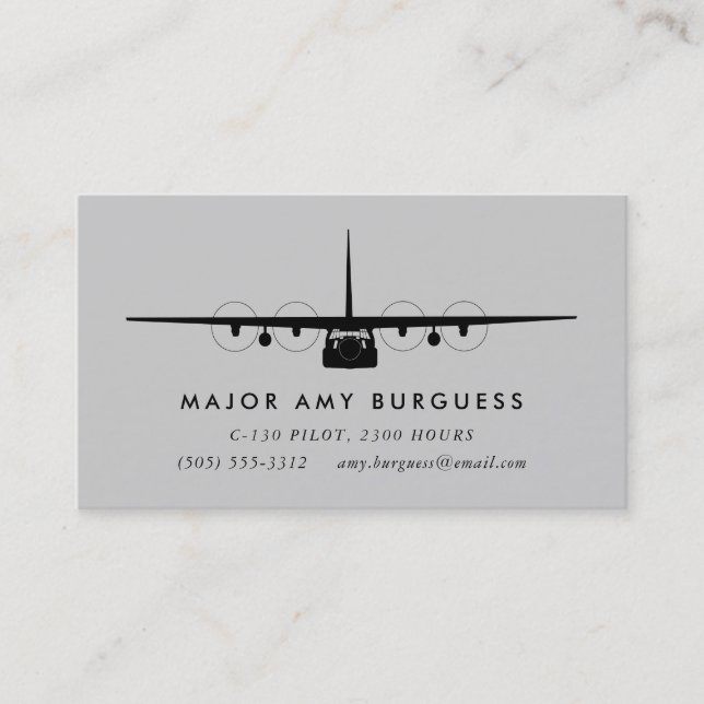C-130 Hercules Pilot Grey Business Card (Front)
