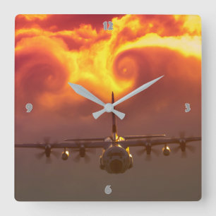 C-130 HERCULES SQUARE WALL CLOCK