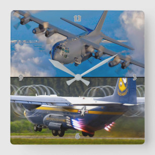 C-130 HERCULES SQUARE WALL CLOCK
