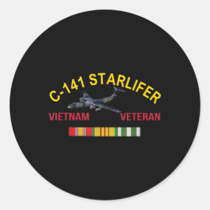 C-141 Starlifter Vietnam Veteran Starlifter Aircra Classic Round Sticker