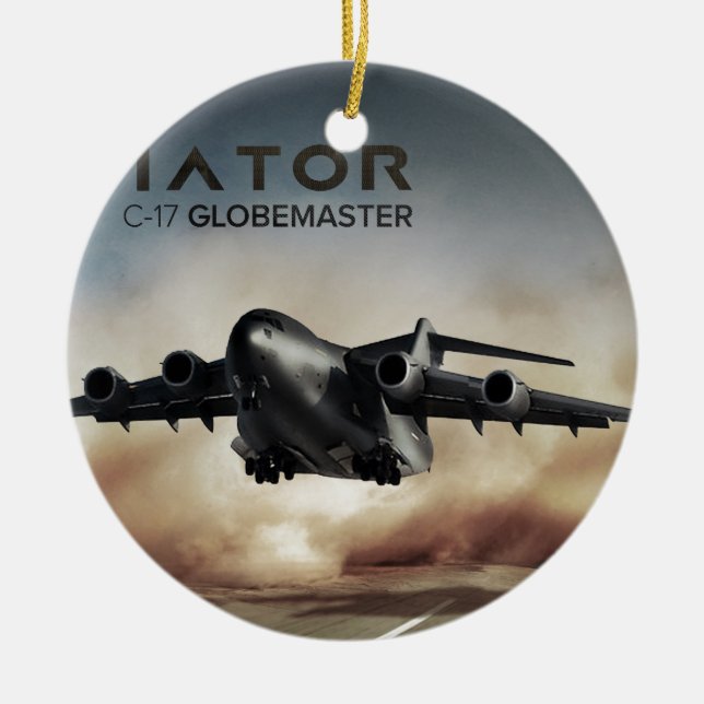 C-17 Globemaster Cargo Aeroplane Ceramic Tree Decoration (Front)
