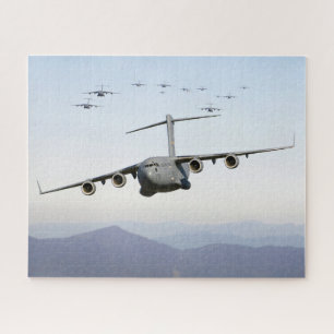 C-17 Globemaster III Aircraft Fly Over  Blue Ridge Jigsaw Puzzle