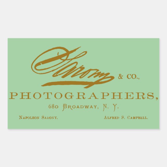 C. 1870 Napoleon Sarony, American Photographer Rectangular Sticker (Front)