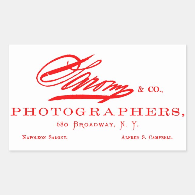 C. 1870 Napoleon Sarony, American Photographer Rectangular Sticker (Front)