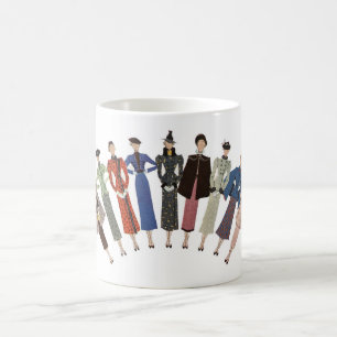 C.1930S FASHION ILLUSTRATION VINTAGE! OLD! QUAINT! COFFEE MUG
