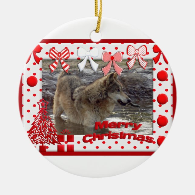 c-2011-grey-wolf-017 ceramic tree decoration (Front)