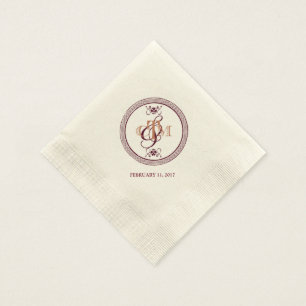 C and M monogrammed cocktail napkins