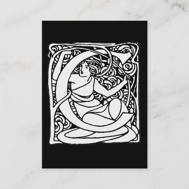 C-Art Nouveau Lady Initial Business Card (Front)