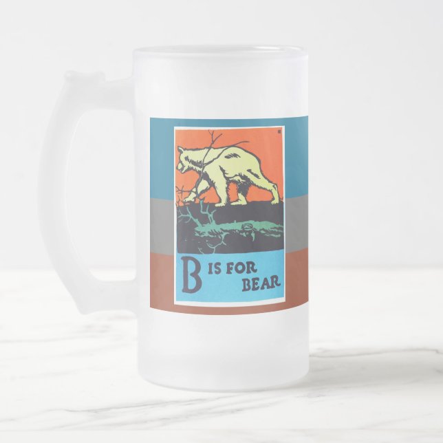 C.B. Falls - B is for Bear Frosted Glass Beer Mug (Left)