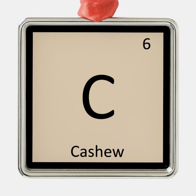 C - Cashew Nut Chemistry Periodic Table Symbol Metal Tree Decoration (Front)