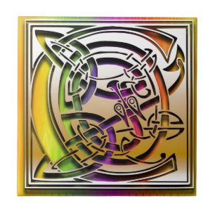 C Celtic Rainbow Custom Monogram Tile