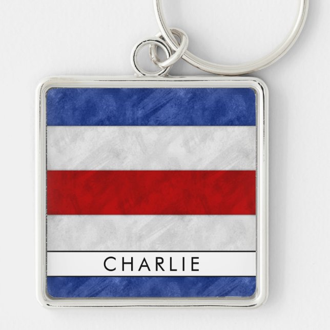 C Charlie Nautical Signal Flag + Your Name Key Ring (Front)