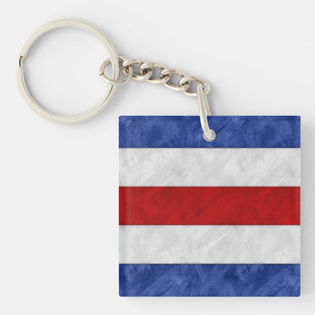 C Charlie Watercolor Nautical Signal Maritime Flag Key Ring (Front)