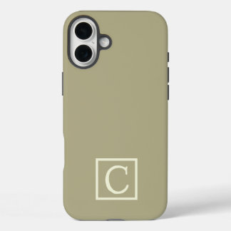 C | Classic Calm — Sage Green & White Script iPhone 16 Plus Case