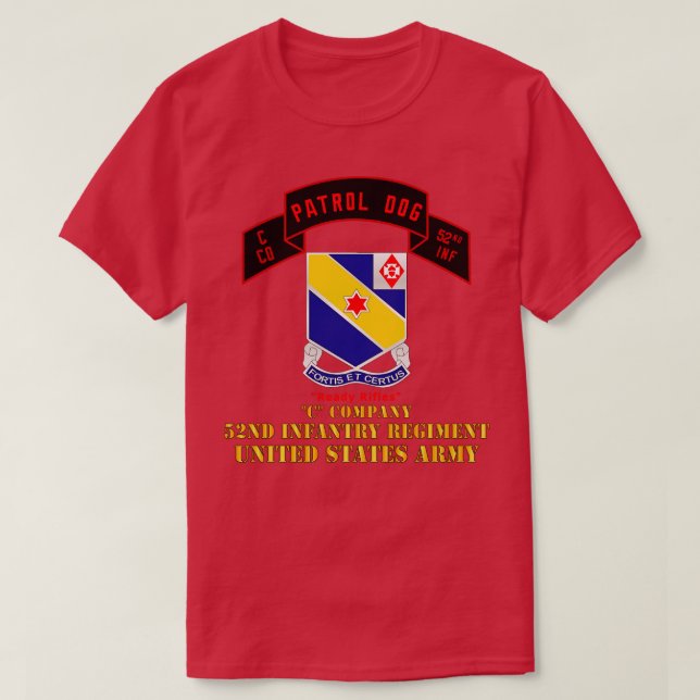 C Co 52nd Infantry Patrol Dog Ready Rifles T-Shirt (Design Front)