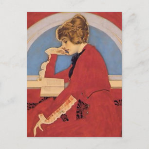 C Coles Phillips “A Good Book” Fadeaway Girl Postcard