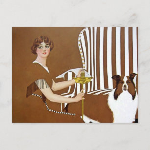 C Coles Phillips “Lady and Collie” Fadeaway Girl Postcard