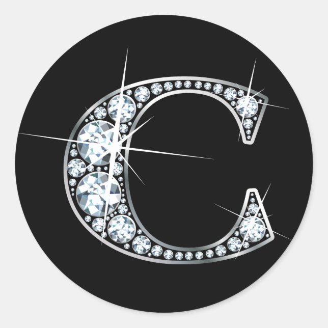 "C" Diamond Bling Sticker (Front)