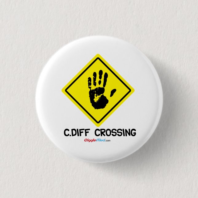 C. Diff Crossing Sign 3 Cm Round Badge (Front)