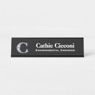 C Faux Diamond Desk Nameplate