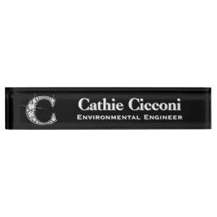 C Faux Diamond Desk Nameplate