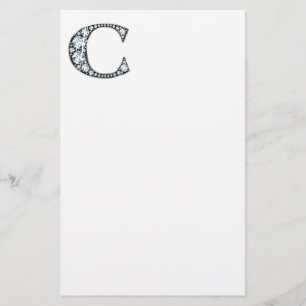 C Faux-"Diamond" Monogram Stationery