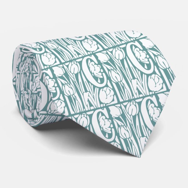 C Floral Monogram Tie (Rolled)