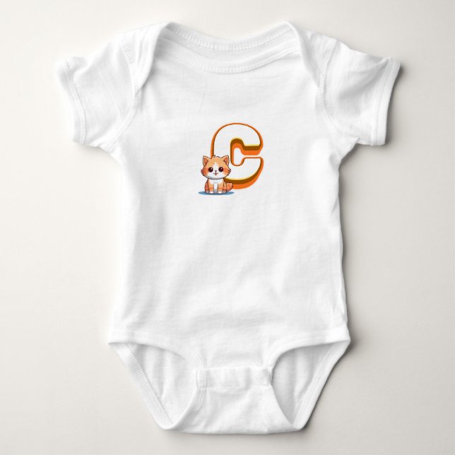 C for cat baby bodysuit (Front)
