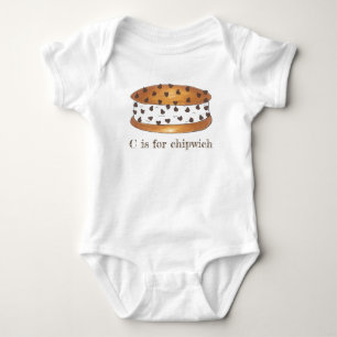 C for Chipwich Chocolate Chip Ice Cream Sandwich Baby Bodysuit