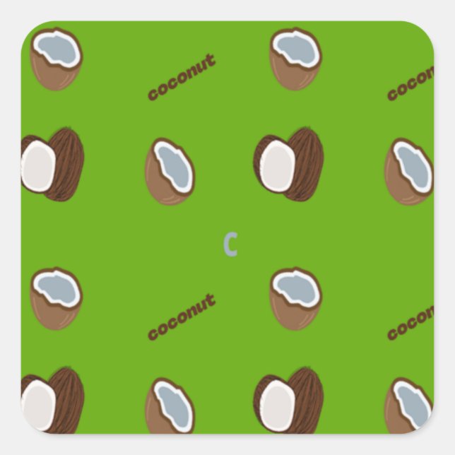 C for coconut green square sticker (Front)
