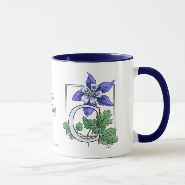 C for Columbine Flower Monogram and Name Mug (Right)