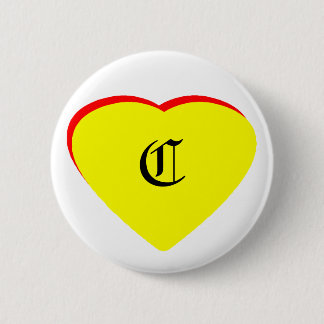 "C" Heart Yellow Red Wedding Invitation The MUSEUM 6 Cm Round Badge