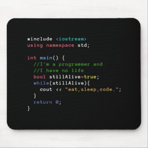 C++ Infinite Loop Eat Sleep Code Mousepad
