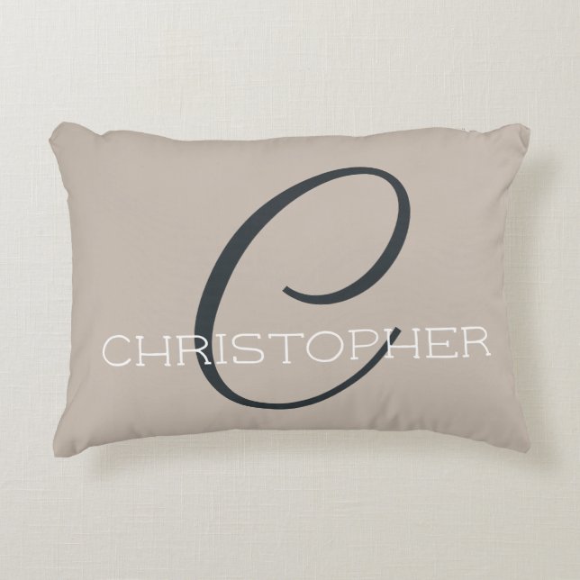 C Initial Stylish Taupe Tan Monogram  Decorative Cushion (Front)