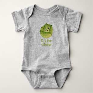 C is for CABBAGE Green Veggie Alphabet C Baby Bodysuit