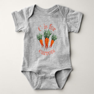 C is for Carrots Bunch Orange Vegetable Veggie Baby Bodysuit