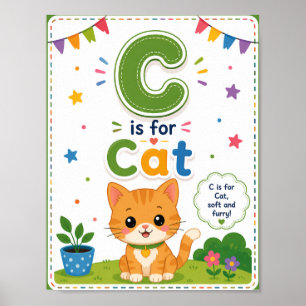 C is for Cat Alphabet Classroom Poster for Kids