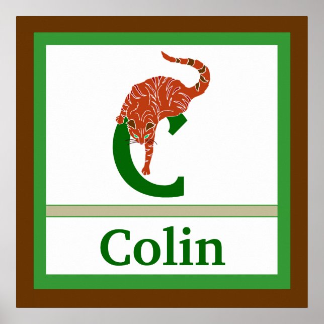 C is for Cat and Boy Name Wall Art for Kids (Front)