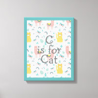 C is For Cat Green Trim Boho Cute Alapaca Nursery
