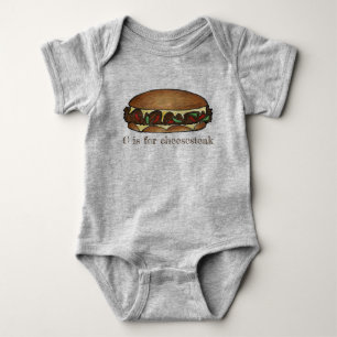C is for Cheesesteak Philly Cheese Steak Sandwich Baby Bodysuit