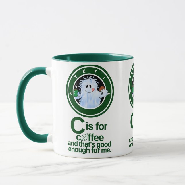 C is for Coffee(Green on White Ver. 1) Mug (Left)