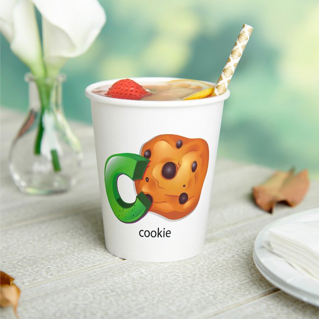 C is for Cookie Alphabet Letter Chocolate Chip Paper Cups (Creator Uploaded)
