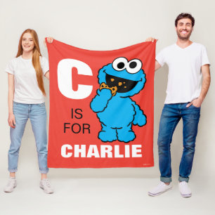 C is for Cookie Monster   Add Your Name Fleece Blanket