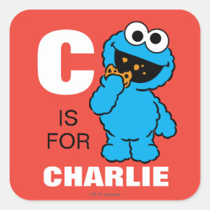C is for Cookie Monster Add Your Name Square Sticker