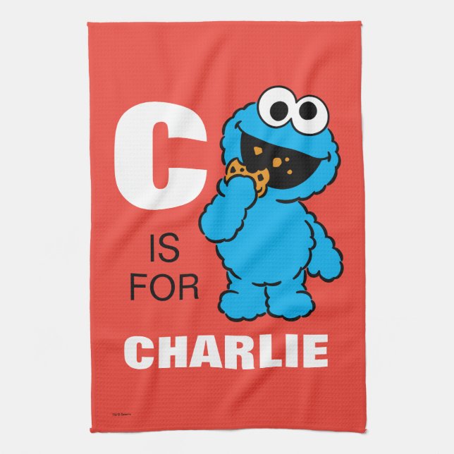 C is for Cookie Monster | Add Your Name Tea Towel (Vertical)
