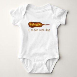 C is for Corn Dog Hot Corndog Mustard Junk Food Baby Bodysuit