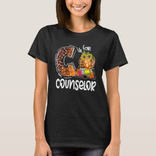 C Is For Counselor Leopard Pumpkin Fall Thanksgivi T-Shirt
