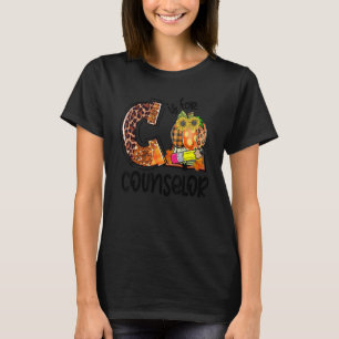 C Is For Counselor Leopard Pumpkin Fall Thanksgivi T-Shirt