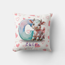 C is for Cow – Personalised Baby Pillow with Heart